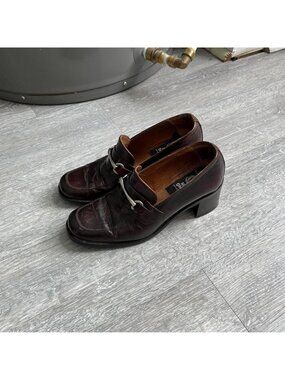 Dark Brown / Silver Toned Vintage 90’s “Hang Ten” Leather Loafers / Heels